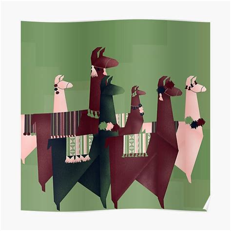 Origami Llamas Green Poster For Sale By Sandandchi Redbubble