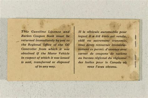 194546 Wwii Canada Gasoline And Ration Coupon Book