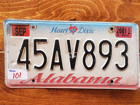 Alabama Heart Of Dixie Single License Plate Schmalz Auctions
