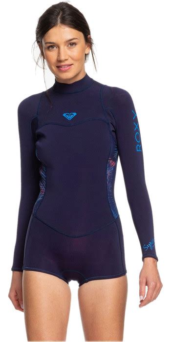 2020 roxy womens 2mm syncro long sleeve spring shorty wetsuit erjw403014 blue wetsuit outlet