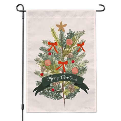 Merry Christmas Decorated Pine Tree Garden Yard Flag