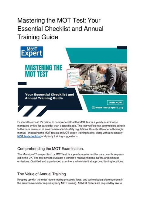 Ppt Mastering The Mot Test Your Essential Checklist And Annual