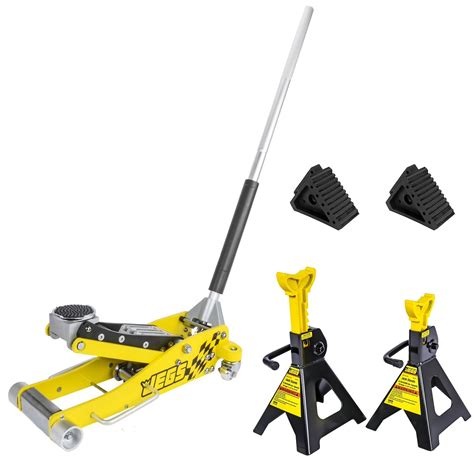 Jegs 80077k4 Floor Jack And Jack Stand Kit Includes Aluminum 3 Ton