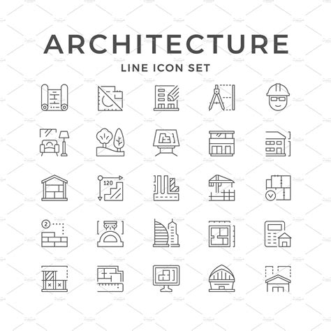 Set Line Icons Of Architecture Outline Icons Creative Market
