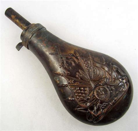 Us Civil War Era Union Gun Powder Flask W A Military Motif