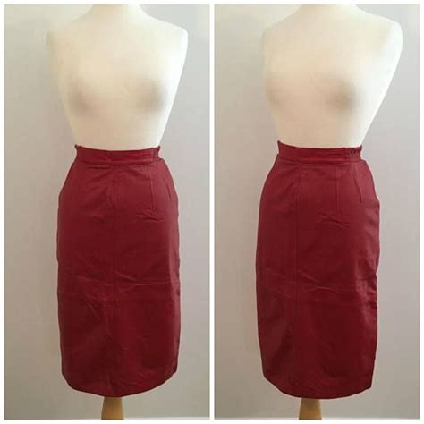vintage red leather midi skirt size small medium etsy canada leather midi skirt midi skirt