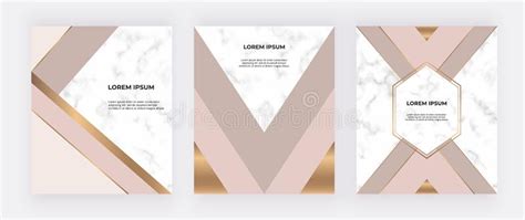 Geometric Design With Pink Nude And Gold Triangles On The Marble