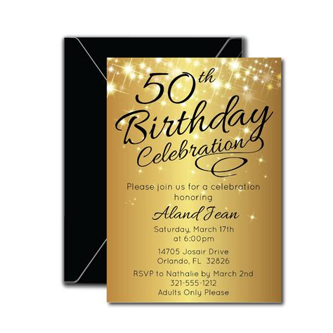Editable 50th Birthday Invitation Template Elegant Birthday Etsy