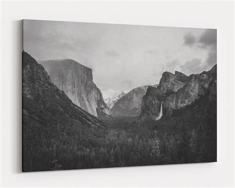Large Yosemite Print Black Mountain Print National Park Etsy