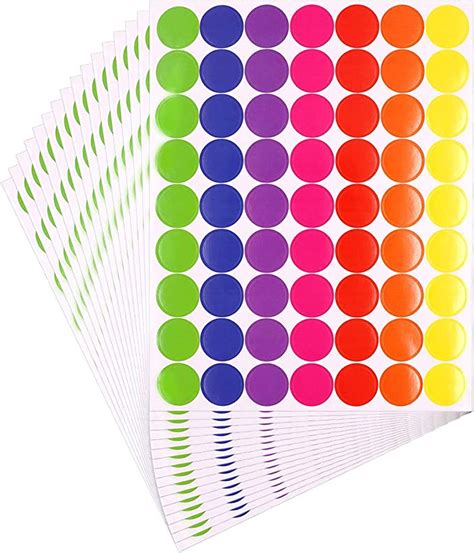 Dreecy 1575 Pcs Colored Dot Stickers 1 Inch Round Color