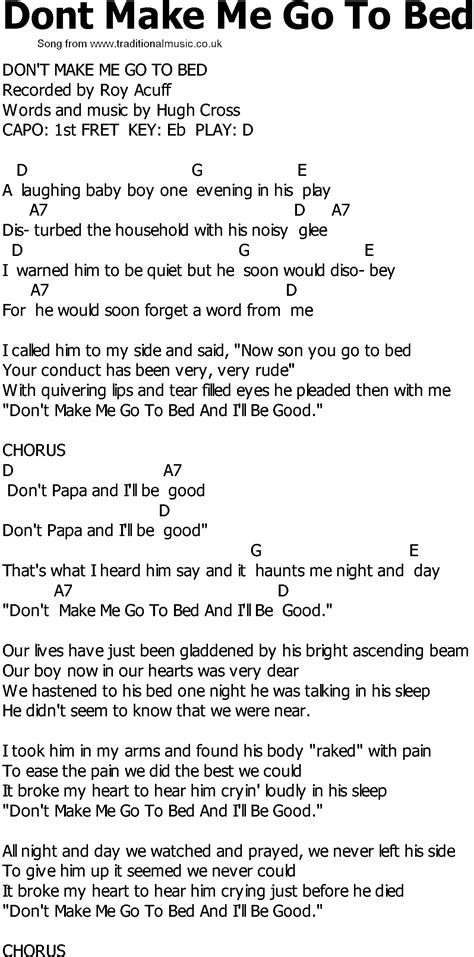 Old Country Song Lyrics With Chords Dont Make Me Go To Bed