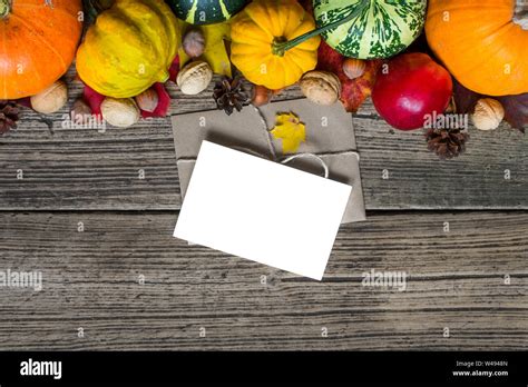 Blank Greeting Card And Envelope With Thanksgiving Autumn Fall
