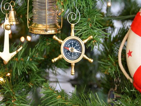 Brass Ships Wheel Compass Nautical Christmas Tree Ornament Nautical