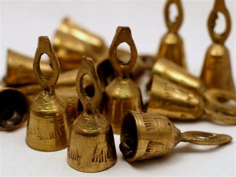 10 Indian Brass Miniature Temple Bells 175 Inches Etsy Temple