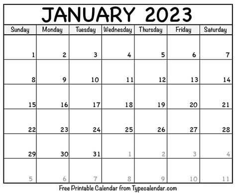 Printable January 2023 Calendar Templates With Holidays Free