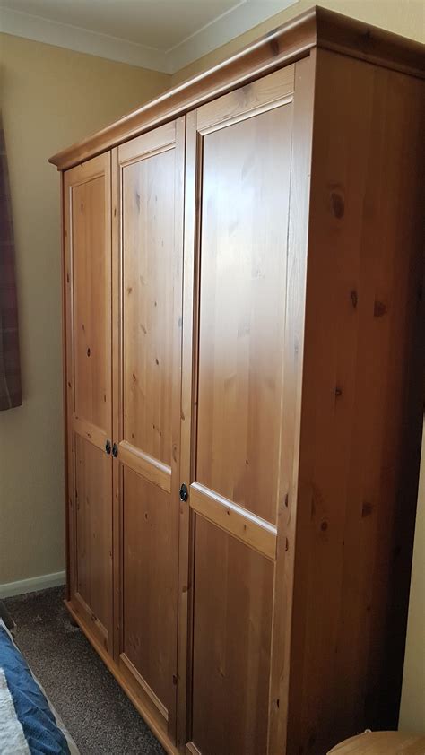 Many of our wardrobes include interior fittings such clothes rails and shelves to help you organise your stuff. Furniture ex ikea natural pine wardrobe | Posot Class