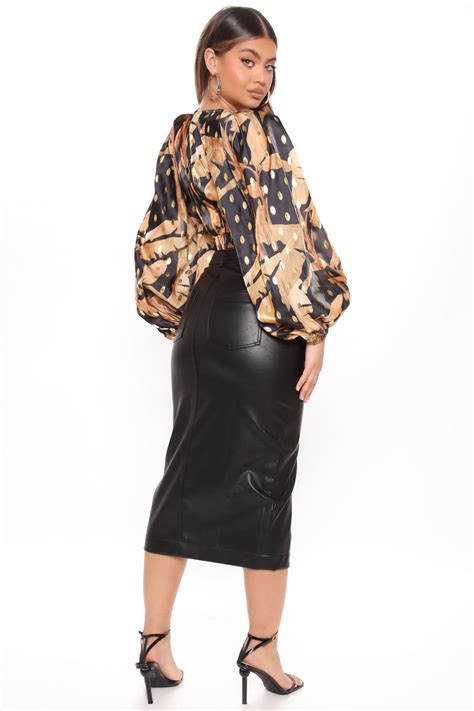 Lets Talk About It Faux Leather Midi Skirt Black Fashion Nova