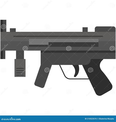 Vector Submachine Rifle Isolated On White Background Stock Vector