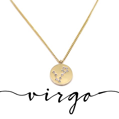 Virgo Zodiac Necklace Gold Virgo Necklace Zodiac Jewelry Etsy