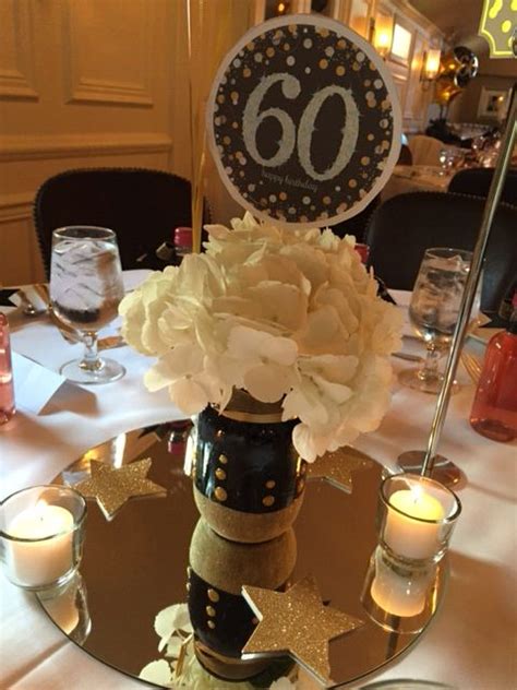 Th Birthday Party Centerpiece In Black And Gold Birthday Party