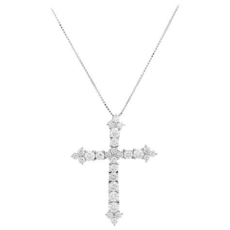 Gold Necklace With Platinum Diamond Cross Pendant For Sale At 1stdibs