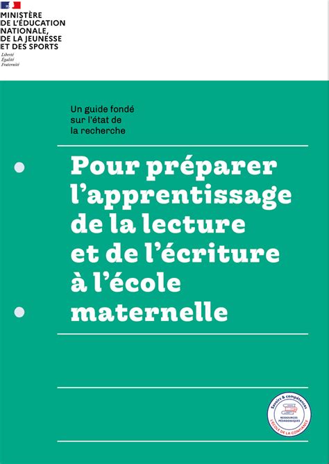 Le Guide Pour Préparer Lapprentissage De La Lecture Et De Lécriture