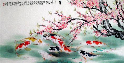 Chinese Koi Fish Painting 2078023 69cm X 138cm27〃 X 54〃