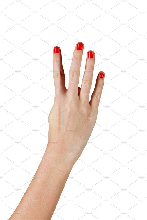 Female Hand Showing Four Fingers Stock Photo Containing Human And