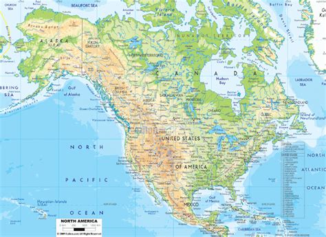 Nordamerika Geografiske Kort Over Nordamerika