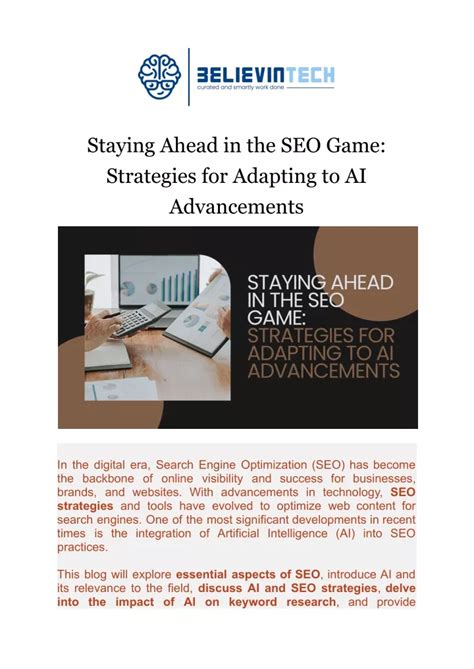 Ppt Staying Ahead In The Seo Game Strategies For Adapting To Ai