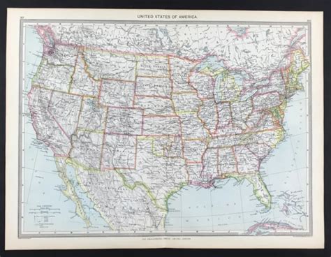 United States Of America Map Original With Colour Detailed Map 1906 32