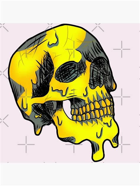Yellow Melting Skull Poster By Lmnopcreations Redbubble