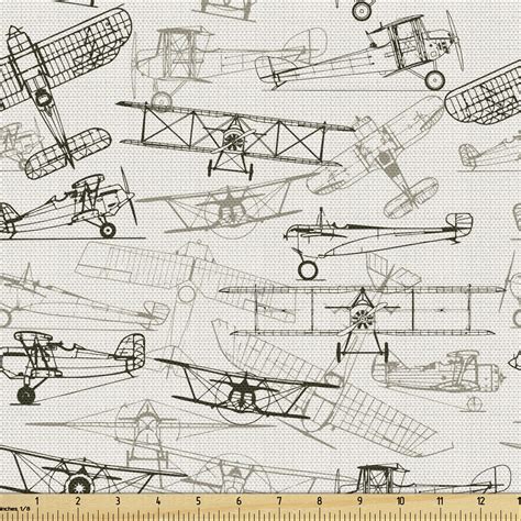 Airplane Fabric By The Yard Upholstery Old Fashioned Transportation