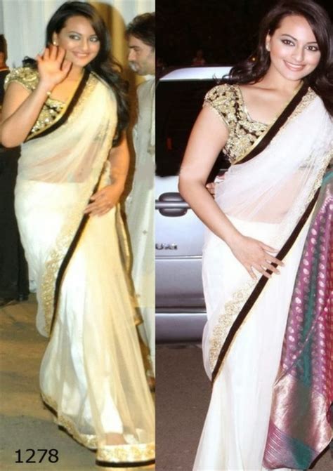Bollywood Style Sonaksi Sinha Net Saree In White Color