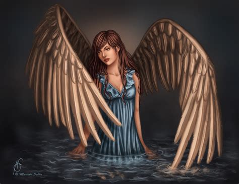 Tapety Voda Křídla Anděl šaty Mytologie UmĚnÍ Dívka Tma