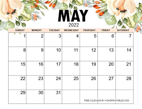 May 2022 Calendar Printable Free 14 Lovely Designs To Download