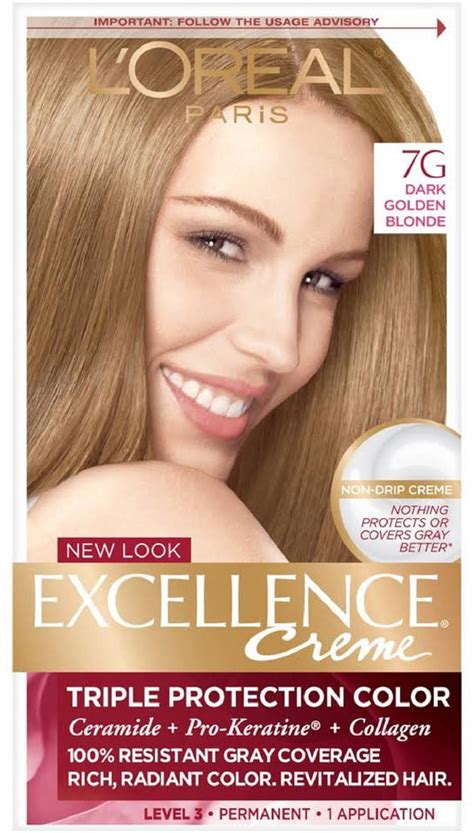 L Oreal Paris Excellence Creme Hair Color Dark Golden Blonde 7G