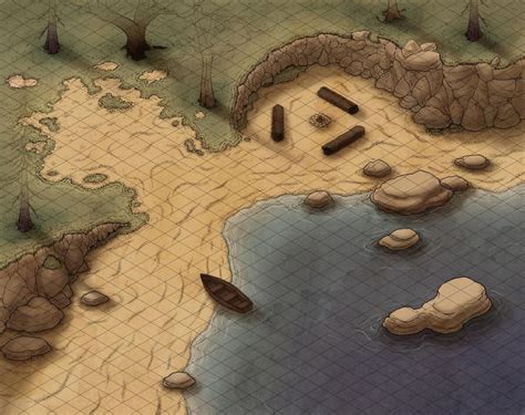 Isometric Wooded Beach Fantasy City Map Isometric Map Fantasy Map