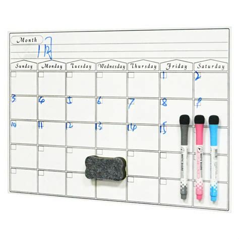 Magnetic Dry Erase Calendar For Fridge 3 Fine Tip Markers And Large