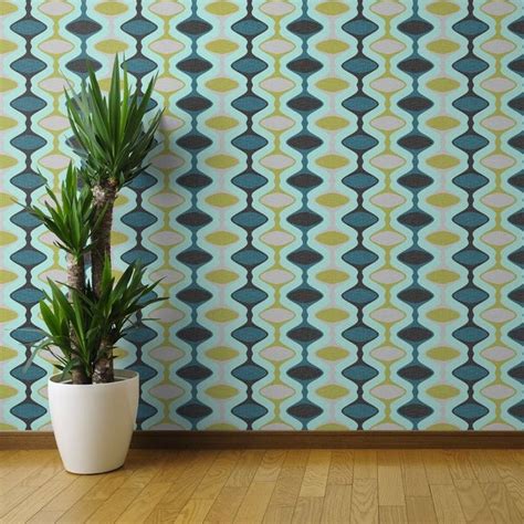 Mid Century Modern Wallpaper 60s Ogee Stripe By Etsy