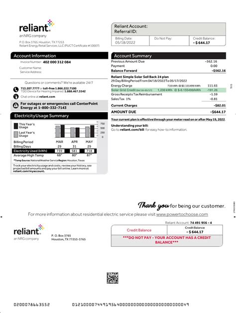 Reliant Electric Bill