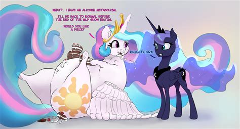 Luna Is Embarrassed By Celestia Cake Eating By Xbi On Deviantart