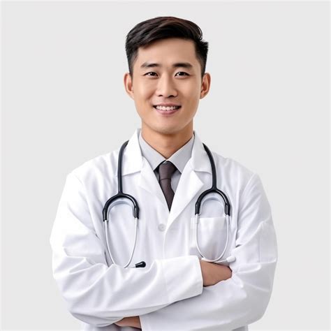 Premium Ai Image A Man In A White Lab Coat Is Smiling With His Arms