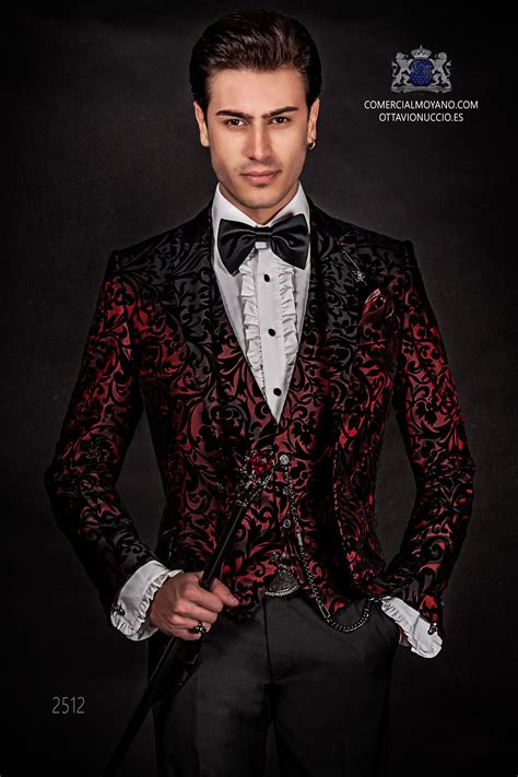 italian luxury gothic tuxedo blazer floral red and black velvet gothic fashion tuxedo groom