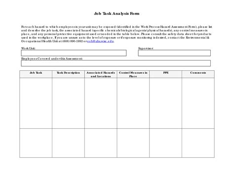 Job Task Analysis Form - How to create a Job Task Analysis Form? Download this Job Task Analysis ...