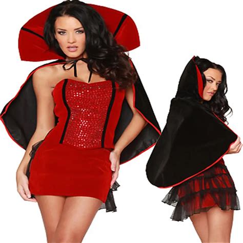 three piece sexy vampire halloween costume for women sequin fancy dress deguisement adult party