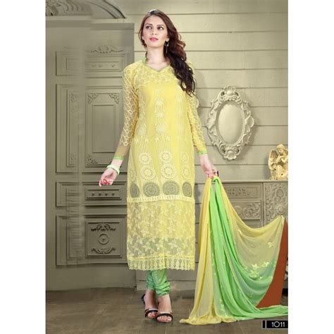 Designer Light Yellow Karachi Work Pure Nazmin Salwar Suit 24ca34