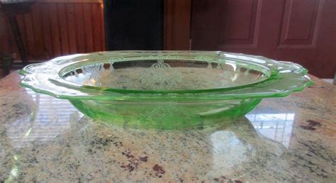 Vintage Anchor Hocking Green Depression Glass Princess Pattern Oval