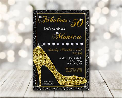 50th Birthday Party Invitation Woman Fifty And Fabulous Etsy 50th Birthday Party Invitations