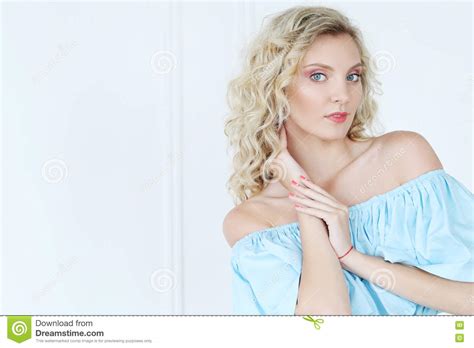 Beautiful Woman With Blue Eyes Stock Image Image Of Clothes Pretty